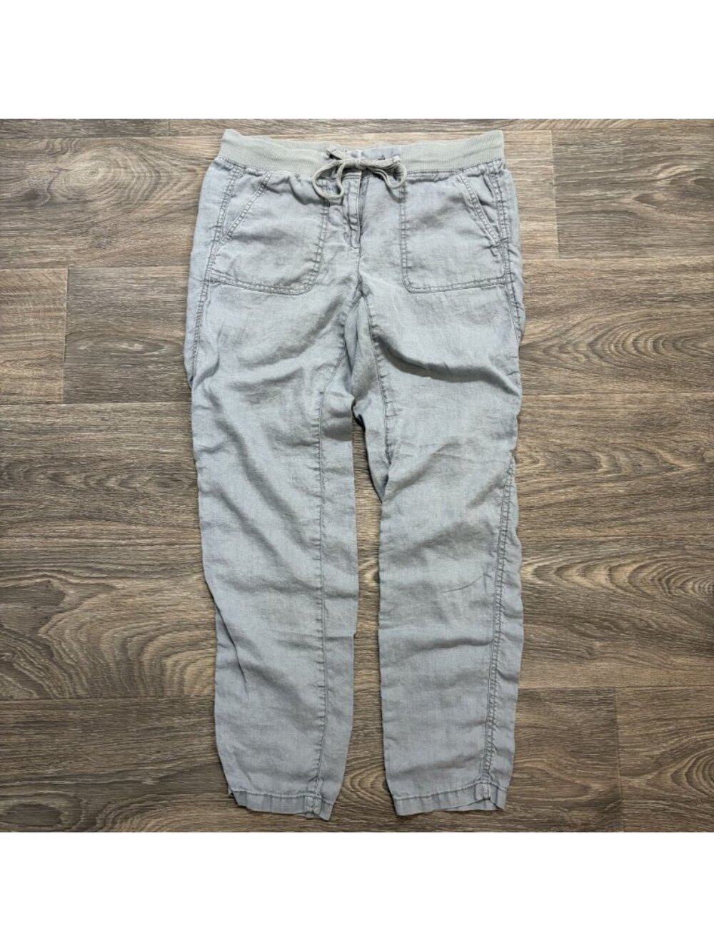 Lou & Grey Linen Pants Small Gray Elastic Waist Pockets Lightweight Casual - Picture 2 of 9